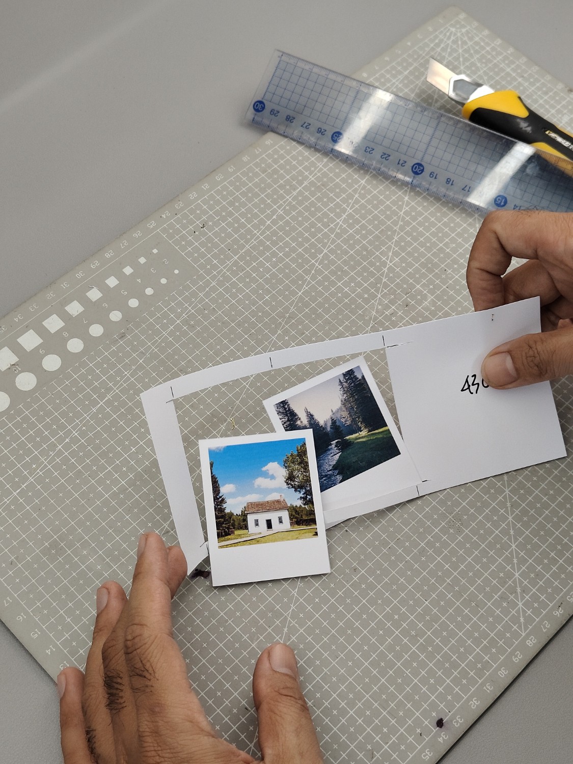 Instax Mini Size photo cutting process - thumbnail