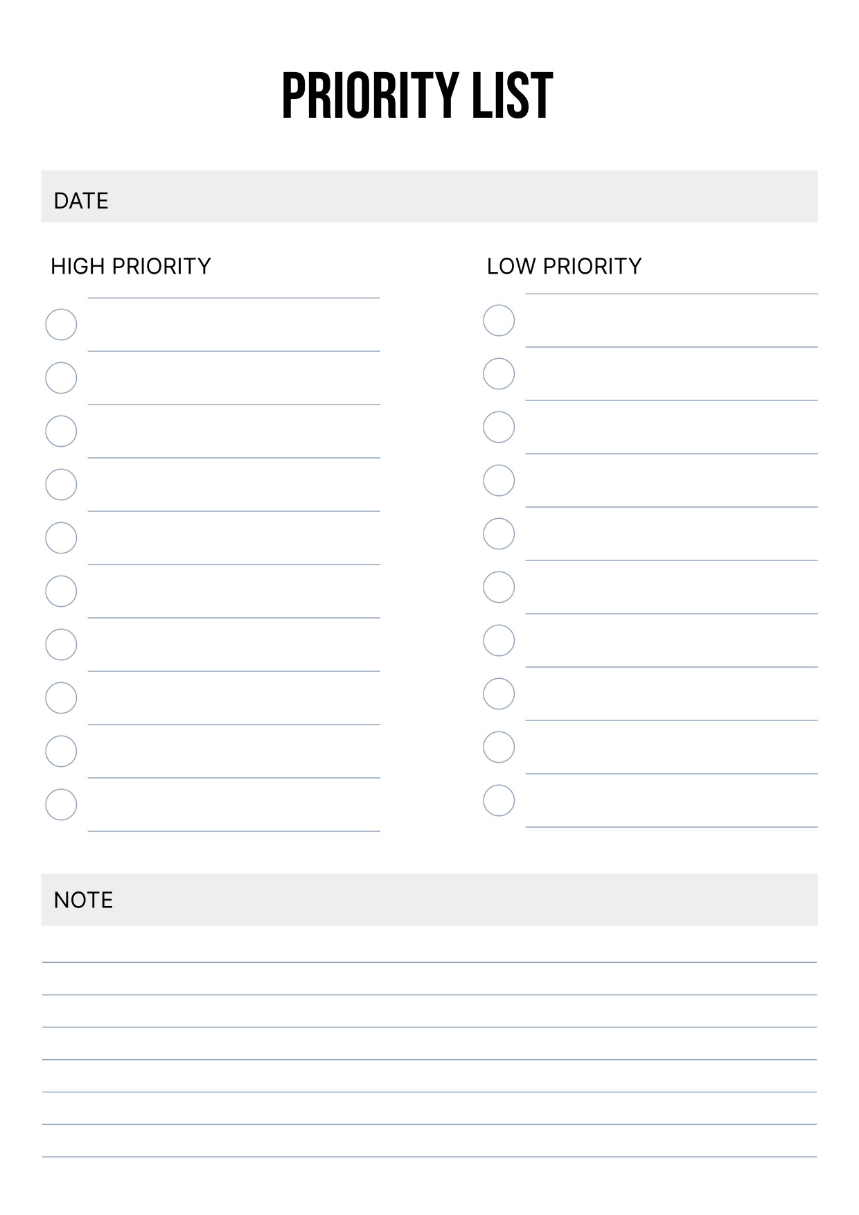 Priority List A4