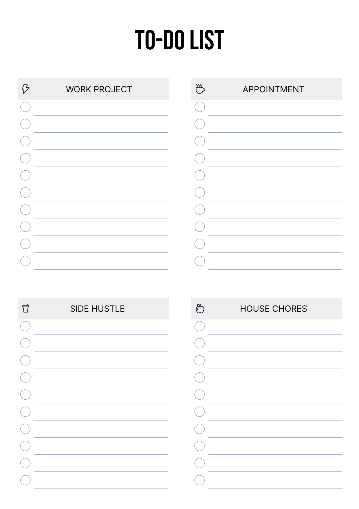 Categorized To-Do List A4