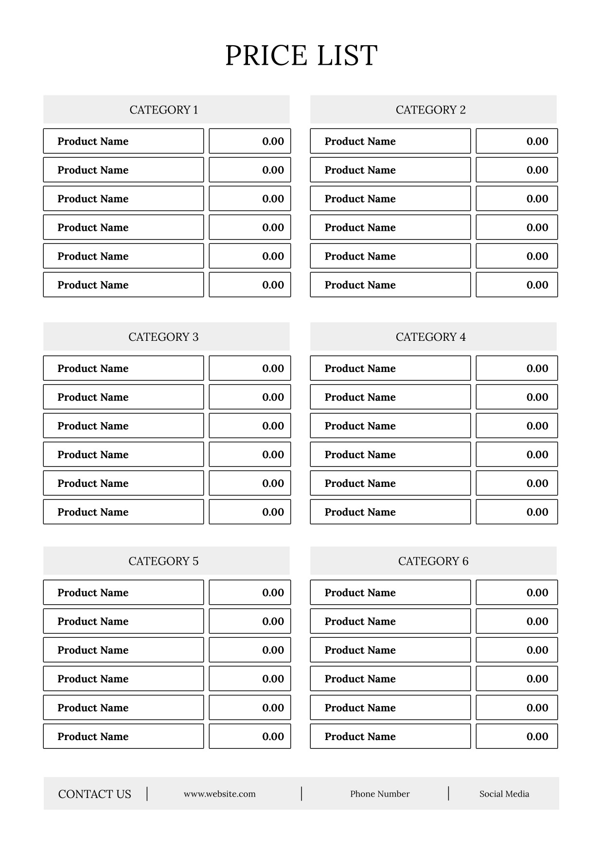 Daftar Harga Bisnis A4 3 Kategori  6 Produk