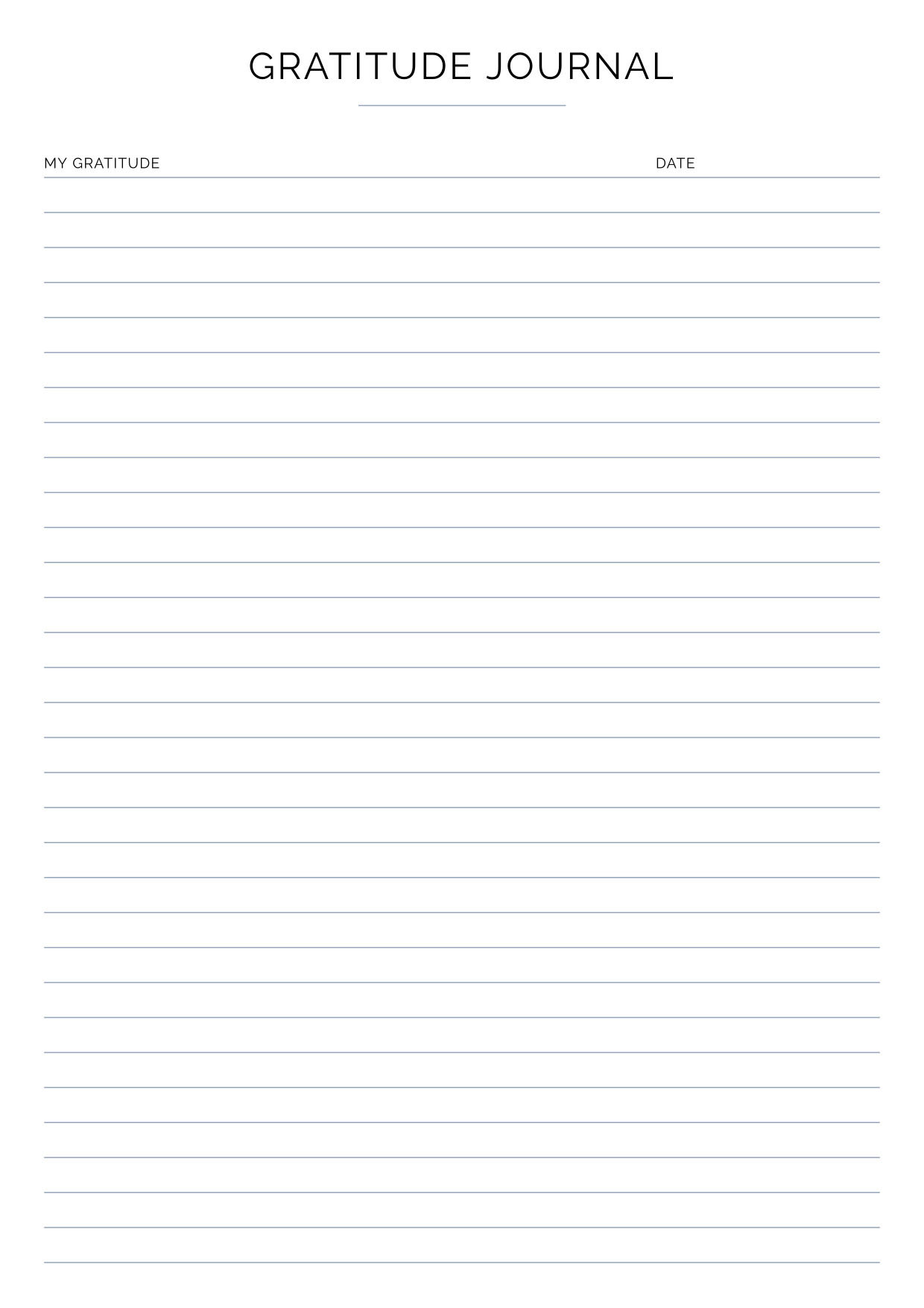 Daily Gratitude Journal Printable A4