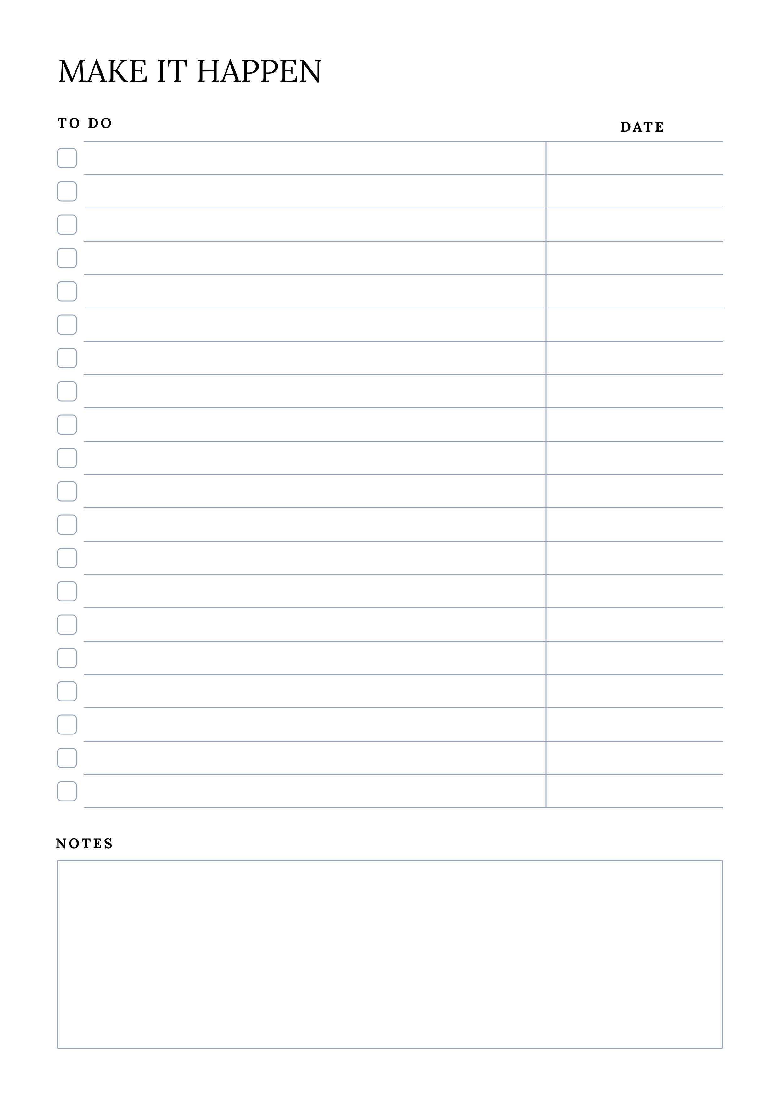 Make It Happen Daily Planner Minimalist To Do List A4