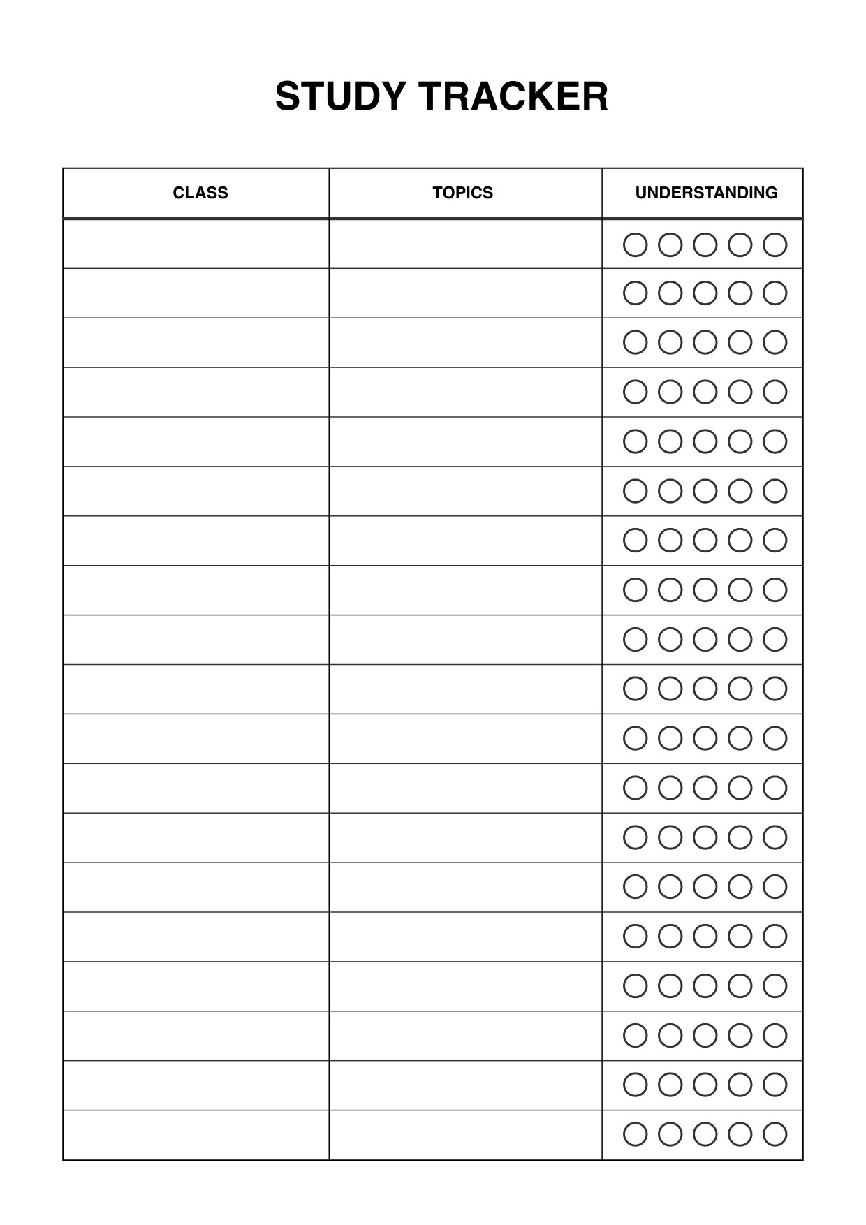 Study Tracker & Learning Progress Log A4